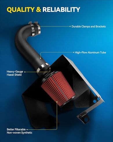 PHILTOP Cold Air Intake Kit for 2007 2008 Escalade 6.2L V8 with Filter Heat Shield (Black) in Saudi Arabia