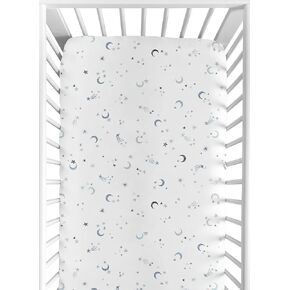 Sweet Jojo Designs Blush Pink, Gold, Grey and White Star and Moon Baby Girl Fitted Mini Portable Crib Sheet for Celestial Collection - for Mini Crib or Pack and Play ONLY in Kuwait