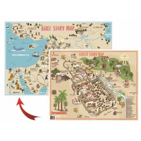 خريطة الكتاب المقدس - كتيب مطوي، خريطة مصورة للأطفال والمراهقين والكبار مع أكثر من 70 موقعًا مشهورًا لقصص الكتاب المقدس في القدس والأراضي المقدسة. خريطة ذات وجهين. يمتد إلى 16 × 21 بوصة ويمكن طيه حتى 4.25 × 8 بوصة، ويناسب معظم الأناجيل القياسية. in Kuwait