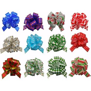 GYDbow 12pcs 5 Inch Christmas Pull Bows – Stylish Satin Ribbon Bows in Purple, Red, Blue & Green – Perfect for Gift Wrapping, Present Decor & Holiday Baskets in Kuwait