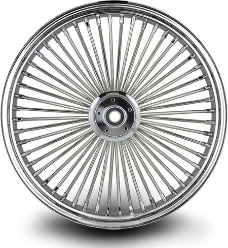 عجلة أمامية 21X3.5 Fat 52 غير قابلة للصدأ/حلمة لـ Harley Softail 2000-2006 3/4 بوصة (1-2 إطار حائط أبيض بالكامل من الكروم) in Saudi Arabia