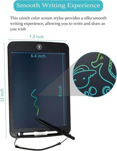Magnetic Whiteboard for Fridge, 11"×7.3" Dry Erase Board for Refrigerator, Magnet LCD Writing Tablet Small Grocery Shopping to Do List Note Pad with One-Click Erase, Writing Pen, Pen String (Black) in Saudi Arabia