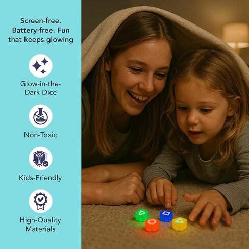 Glow-in-The-Dark Dice Game Set – 4-in-1 Light-Up Party Dice for Kids & Adults – Includes Korean Gonggi Game, Gift Tin, Family Fun, Team Games Perfect Stocking Stuffer in Saudi Arabia