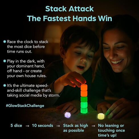 Glow-in-The-Dark Dice Game Set – 4-in-1 Light-Up Party Dice for Kids & Adults – Includes Korean Gonggi Game, Gift Tin, Family Fun, Team Games Perfect Stocking Stuffer in Saudi Arabia
