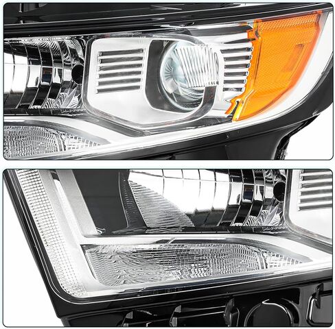 مجموعة المصابيح الأمامية [نماذج من نوع الهالوجين] مناسبة لـ 2011 2012 2013 2014 Ford Edge للراكب الأيمن وجانب السائق الأيسر (مبيت من الكروم مع عاكس كهرماني) in Kuwait