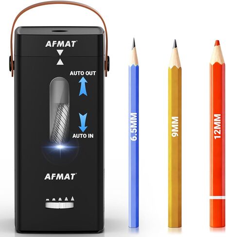مبراة أقلام رصاص كهربائية من AFMAT، مبراة أقلام رصاص أوتوماتيكية بالكامل، دخول وخروج تلقائي، مبراة قابلة لإعادة الشحن بدون استخدام اليدين للأقلام الكبيرة والملونة (6.5-12 مم)، محمولة للمنزل/الفصل الدراسي/المكتب PSC6 in Saudi Arabia
