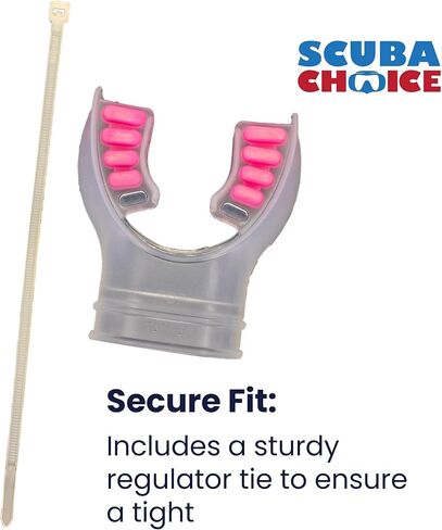 Scuba Choice Scuba Diving Ultra Clear Silicone Mouthpiece with Color Tab & Regulator Tie Pink in Saudi Arabia