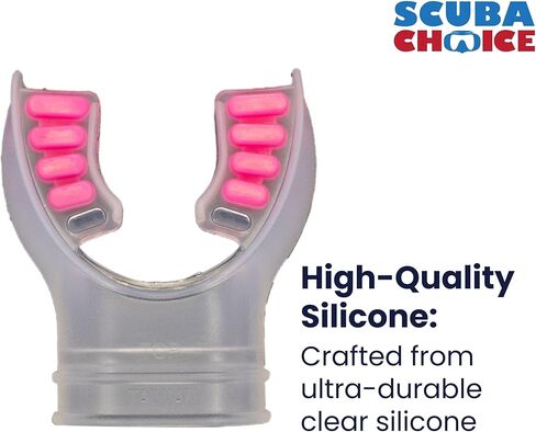 Scuba Choice Scuba Diving Ultra Clear Silicone Mouthpiece with Color Tab & Regulator Tie Pink in Saudi Arabia