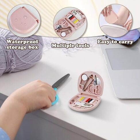 Mini Portable Sewing Box for Travel, Basic Emergency Sewing Kit with Needles Threads Buttons Scissors, Sews Box Kit for Adult(Light Blue) in Saudi Arabia