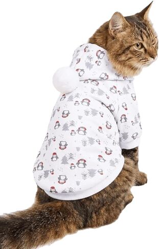 DroolingDog Small Dog Christmas Hoodies Fleece Warm Outfits for Dogs Christmas Sweater Xmas Hoodie for Small Dogs Christmas Sweatshrit Rudolph Reindeer Pattern with Leash Hole in Kuwait