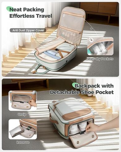 حقيبة ظهر MATEIN مقاس 18 × 14 × 8 لأغراض شخصية لشركة Spirit Airline، وحقائب حمل أسفل المقعد من TSA للنساء مع حجرة أحذية قابلة للفصل، وحافظة كمبيوتر محمول مقاس 15.6 بوصة ومنفذ شحن USB C in Saudi Arabia