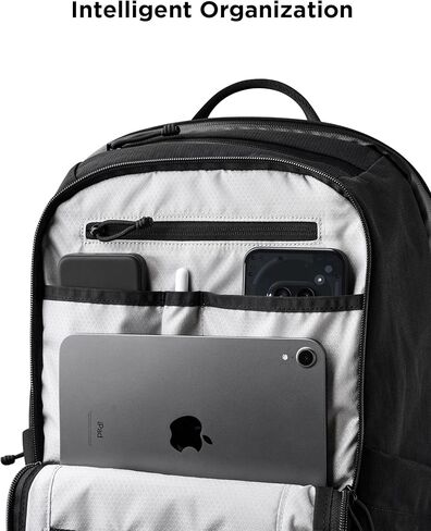حقيبة ظهر ALPAKA Elements Pro 24L - حقيبة ظهر سوداء للكمبيوتر المحمول تناسب كمبيوتر محمول مقاس 16 بوصة مع جيوب مزدوجة للزجاجات، حقيبة ظهر للسفر للرجال، قماش Axolux مقاوم للطقس 400D للعمل أو الكلية in Saudi Arabia