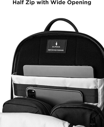 حقيبة ظهر ALPAKA Elements Pro 24L - حقيبة ظهر سوداء للكمبيوتر المحمول تناسب كمبيوتر محمول مقاس 16 بوصة مع جيوب مزدوجة للزجاجات، حقيبة ظهر للسفر للرجال، قماش Axolux مقاوم للطقس 400D للعمل أو الكلية in Saudi Arabia