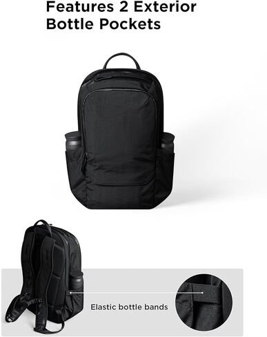 حقيبة ظهر ALPAKA Elements Pro 24L - حقيبة ظهر سوداء للكمبيوتر المحمول تناسب كمبيوتر محمول مقاس 16 بوصة مع جيوب مزدوجة للزجاجات، حقيبة ظهر للسفر للرجال، قماش Axolux مقاوم للطقس 400D للعمل أو الكلية in Saudi Arabia