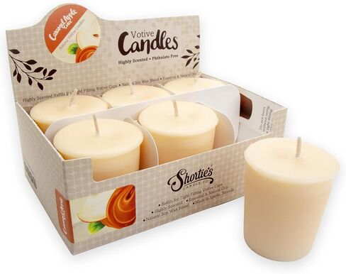 Vanilla Bean Soy Votive Candles - Scented with Natural Fragrance Oils - 6 Beige Natural Votive Candle Refills - Bakery & Food Collection in Saudi Arabia