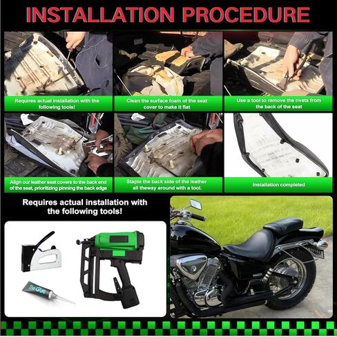 غطاء مقعد ملتف بالكامل لسيارة Honda VT 600 VT600 C/CD Shadow VLX Deluxe 1988-2008 / جلد ممتاز/مقاوم للماء/مقاوم للبقع (أسود) in Kuwait