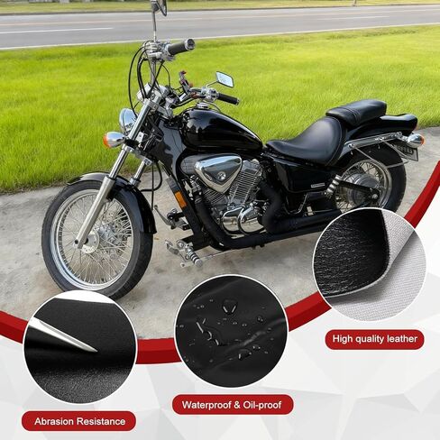 غطاء مقعد ملتف بالكامل لسيارة Honda VT 600 VT600 C/CD Shadow VLX Deluxe 1988-2008 / جلد ممتاز/مقاوم للماء/مقاوم للبقع (أسود) in Kuwait