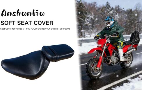 غطاء مقعد ملتف بالكامل لسيارة Honda VT 600 VT600 C/CD Shadow VLX Deluxe 1988-2008 / جلد ممتاز/مقاوم للماء/مقاوم للبقع (أسود) in Kuwait