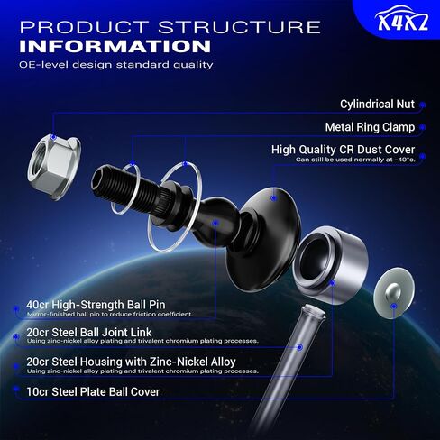 K80258 Zinc-Nickel Alloy Front Stabilizer Sway Bar End Link for Jeep Compass Patriot/Mazda MPV Protege/Dodge Caliber Avenger/Chrysler 200 Sebring/MITSUBISHI Lancer Outlander RVR/Daewoo Leganza Nubira in Kuwait