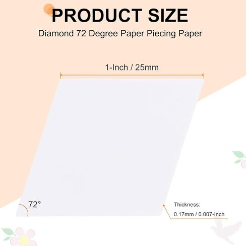 HARFINGTON 200 Count Diamond Paper Piecing Paper for Quilting, 1.5-Inch 72 Degree Rhombus English Paper Piecing Template, Foundation Paper Pieces Patchwork Supplies for Sewing DIY Craft in Kuwait