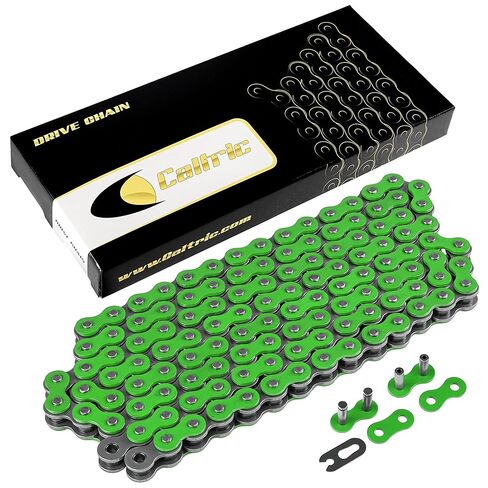 سلسلة محرك Caltric Green 525-Pitch 120-Links متوافقة مع ATV/UTV/Quad/Side X Side/الدراجة النارية/Dirtbike/مع برشام ومشبك على الوصلات الرئيسية in Kuwait