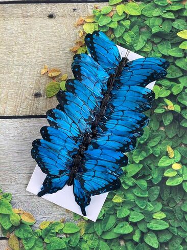مجموعة فراشات مورفو الزرقاء مقاس 5 بوصات من Nature's Net مكونة من 12 فراشات صناعية لتزيين الزهور وزخارف الفراشات الزرقاء الملكية لديكور عيد الميلاد in Saudi Arabia