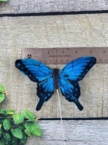 مجموعة فراشات مورفو الزرقاء مقاس 5 بوصات من Nature's Net مكونة من 12 فراشات صناعية لتزيين الزهور وزخارف الفراشات الزرقاء الملكية لديكور عيد الميلاد in Saudi Arabia