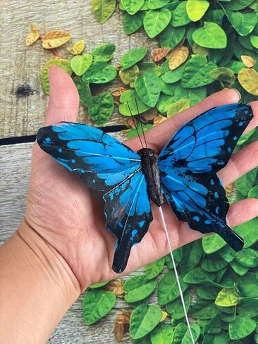مجموعة فراشات مورفو الزرقاء مقاس 5 بوصات من Nature's Net مكونة من 12 فراشات صناعية لتزيين الزهور وزخارف الفراشات الزرقاء الملكية لديكور عيد الميلاد in Saudi Arabia