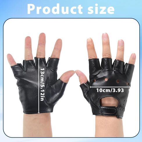 PU Leather Fingerless Gloves, Men PU leather Punk Gloves Driving Cycling Motorcycle Hand Glove Steampunk Gothic Half Finger Hook-Loop Mittens Outdoor Sports Cosplay Performance Half Finger Glove in Kuwait