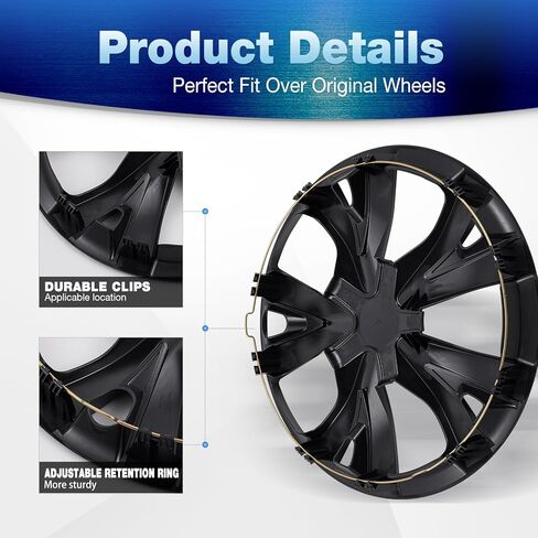 أغطية عجلات Hubcap مقاس 16 بوصة لسيارة Honda Civic Sedan 2016-2026، ABS+PC استبدال Hubcap بلاستيكي لـ 16-26 Civic Sedan 16 بوصة أسود لامع مجموعة من 4 OEM # 42700-TBA-A12 in Kuwait