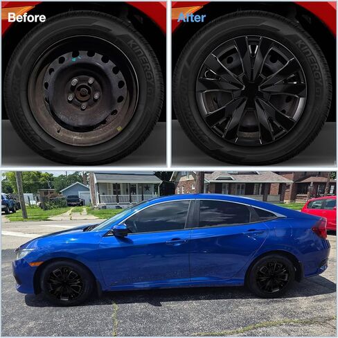 أغطية عجلات Hubcap مقاس 16 بوصة لسيارة Honda Civic Sedan 2016-2026، ABS+PC استبدال Hubcap بلاستيكي لـ 16-26 Civic Sedan 16 بوصة أسود لامع مجموعة من 4 OEM # 42700-TBA-A12 in Kuwait