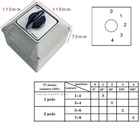 LW26-32 YMW26-32/2M Changeover cam Rotary Switch 32A 2 Poles with Waterproof Box IP65 Select arc extinguishing Chamber Silver(012 with Box) in Saudi Arabia