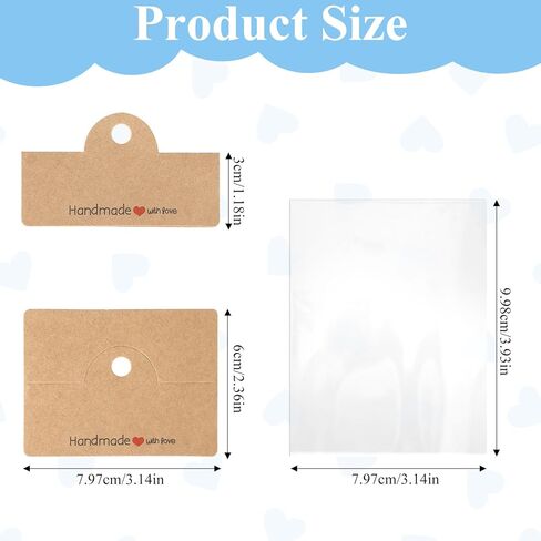 100 Pcs Brown Jewelry Package Supplies with Clear Bags Jewelry Display Bags for Selling Packaging for Small Business Thick Clear Packaging Bags for Bracelets, Craft, Key Chains, Car Coaster, Earring in Saudi Arabia