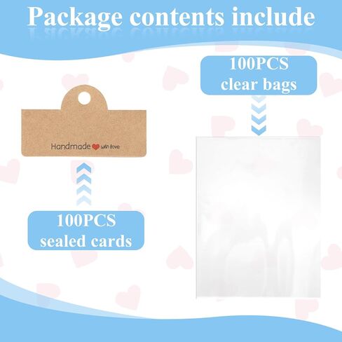100 Pcs Brown Jewelry Package Supplies with Clear Bags Jewelry Display Bags for Selling Packaging for Small Business Thick Clear Packaging Bags for Bracelets, Craft, Key Chains, Car Coaster, Earring in Saudi Arabia