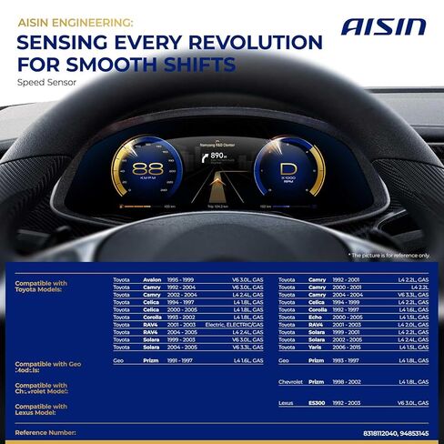 مستشعر سرعة النقل AISIN ASWAZ-00025 - متوافق مع Toyota Corolla 92-02، RAV4 01-05، Camry 92-04، Avalon 95-99، Celica 94-05، Echo 00-05، Yaris 06-15، Lexus ES300 92-03 in Saudi Arabia