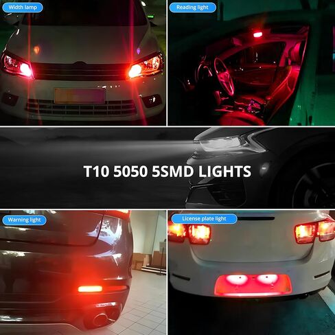 10 قطعة T10 5050 5SMD LED لمبة 6500K مصابيح بديلة بيضاء لأضواء لوحة الترخيص قبة ضوء صندوق القفازات ضوء الباب ضوء الخريطة ضوء المجاملة ضوء القراءة ضوء الجانب ماركر وأضواء السيارة الأخرى in Saudi Arabia