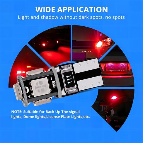 10 قطعة T10 5050 5SMD LED لمبة 6500K مصابيح بديلة بيضاء لأضواء لوحة الترخيص قبة ضوء صندوق القفازات ضوء الباب ضوء الخريطة ضوء المجاملة ضوء القراءة ضوء الجانب ماركر وأضواء السيارة الأخرى in Saudi Arabia