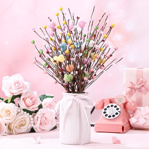 جوتوم 6 قطع من زهور عيد الحب الاصطناعية سيقان عيد الحب، اعواد عيد الحب، هدايا عيد الحب، زينة عيد الحب الوردي والاحمر، زينة عيد الحب للمزهرية وترتيبات الزهور والزفاف in Kuwait