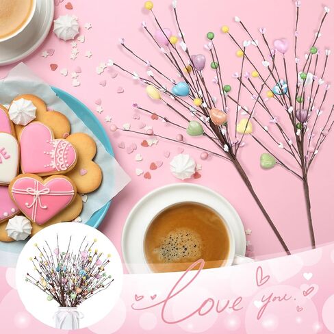 جوتوم 6 قطع من زهور عيد الحب الاصطناعية سيقان عيد الحب، اعواد عيد الحب، هدايا عيد الحب، زينة عيد الحب الوردي والاحمر، زينة عيد الحب للمزهرية وترتيبات الزهور والزفاف in Kuwait