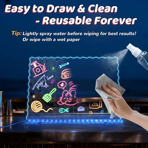 Ammonite Lumiboard LED Drawing Board, Battery Powered Doodle Board with Multiple Color Options, Lightweight Travel Art Kit for On-The-Go Creative Fun and Entertainment, Great Gift in Kuwait