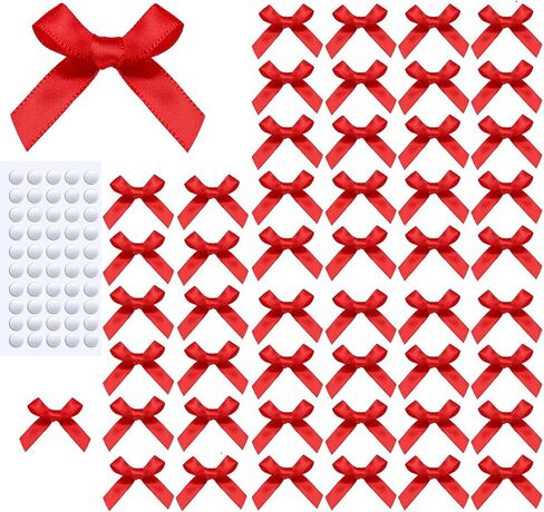 50 Pcs Mini Red Bows,1.57 Inch Small Ribbon Bow Decorations, Mini Satin Fabric Bows for Crafts and Gift Wrapping Decorations(Red) in Saudi Arabia