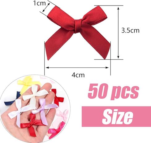 50 Pcs Mini Red Bows,1.57 Inch Small Ribbon Bow Decorations, Mini Satin Fabric Bows for Crafts and Gift Wrapping Decorations(Red) in Saudi Arabia