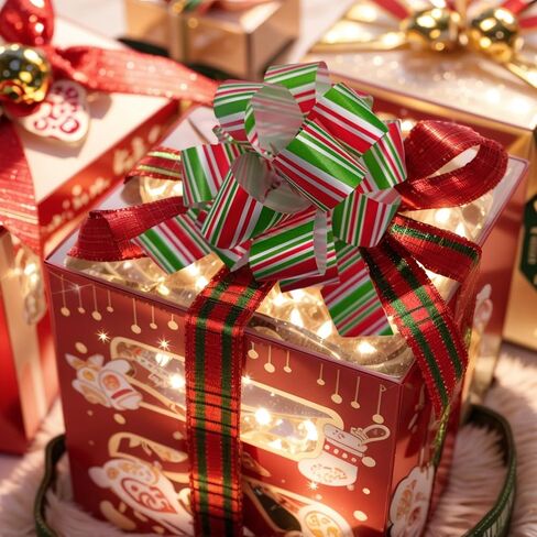 GYDbow 12pcs 5 Inch Christmas Pull Bows – Stylish Satin Ribbon Bows in Purple, Red, Blue & Green – Perfect for Gift Wrapping, Present Decor & Holiday Baskets in Kuwait