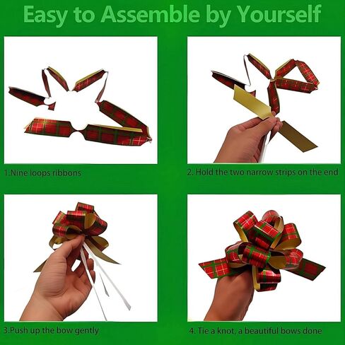 GYDbow 12pcs 5 Inch Christmas Pull Bows – Stylish Satin Ribbon Bows in Purple, Red, Blue & Green – Perfect for Gift Wrapping, Present Decor & Holiday Baskets in Saudi Arabia