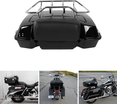 Green-L Razor Trunk with Backrest Luggage Rack Fit for Harley Touring Street Glide 1997-2013 in Saudi Arabia