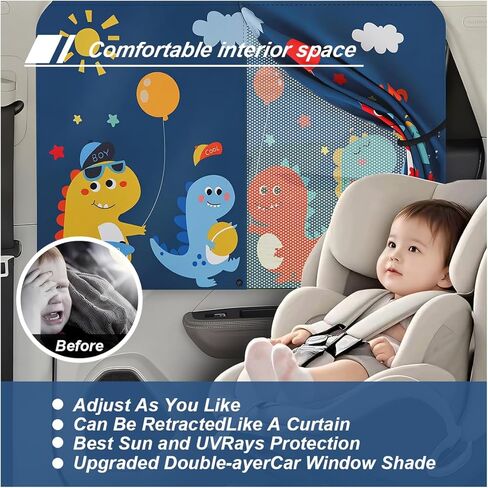 Car Window Shades, Magnetic Double Layer Window Screen for Baby Protection, UV Protection Privacy Blackout/Half Shade Car Window Covers, Auto Sun Shade Curtains Accessories (Black) in Saudi Arabia