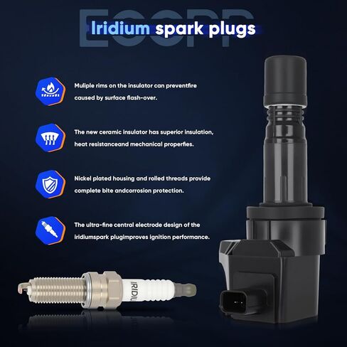 ECCPP UF553 6 ignition coils with 6 iridium Spark Plugs for ford for Lincoln Edge Flex F150 Explorer Fusion Taurus MKS MKX MKZ CX-9 3.5L 3.7L V6 2007-2017 DG-520 UF553 UF-553 in Kuwait