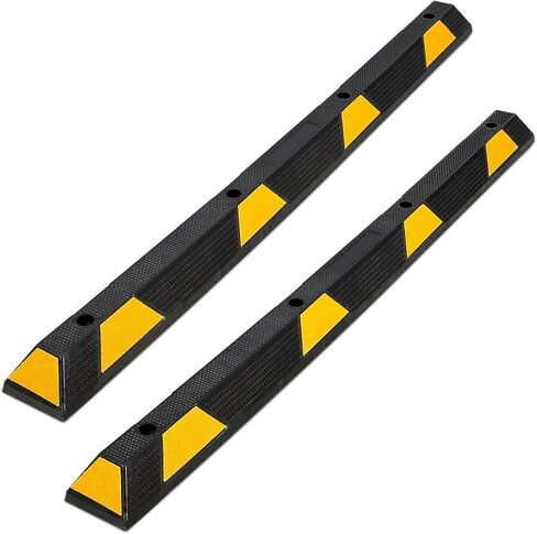 1 Pack Heavy Duty Rubber Parking Curb, 72 Inch Parking Stopper for Garage, 55000 Lb Capacity with 8 Reflective Strips, for Driveways & Commercial Lots in Saudi Arabia