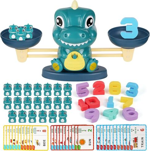 Dinosaur Balance Toy for Kids – Montessori Math Game and Counting Tool for Preschool Learning, Educational Activity Set for 3 Year Old and Up, Cool Classroom Must-Have in Saudi Arabia