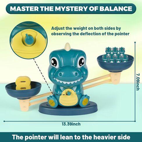 Dinosaur Balance Toy for Kids – Montessori Math Game and Counting Tool for Preschool Learning, Educational Activity Set for 3 Year Old and Up, Cool Classroom Must-Have in Saudi Arabia